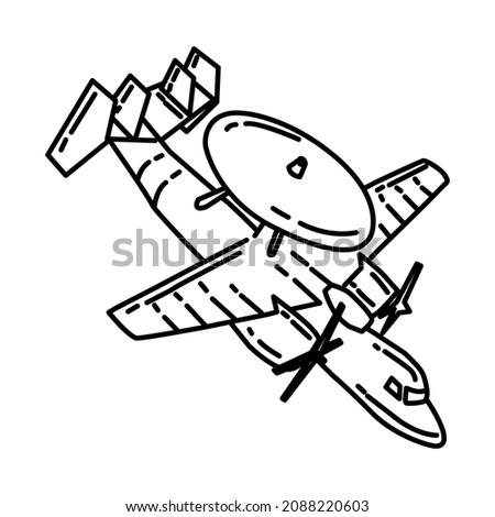 Navy Seal Gumman Hawkeye Part of Military and Navy Force Equipments Hand Drawn Icon Set Vector.