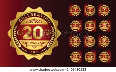 Set of Golden Anniversary celebration logo and emblems big seat style for celebration moment. vector illustration template design for web, poster, flyers, greeting card and invitation card Pro Vector