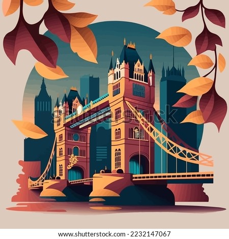 illustration of Big ben tower  London Bridge  England Travel and tourism concept Flat stylish vector 