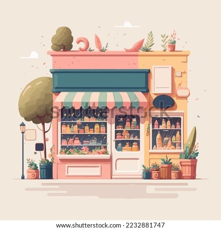 facades of small business store concept, shop, restaurants, bistro vector flat design style illustration