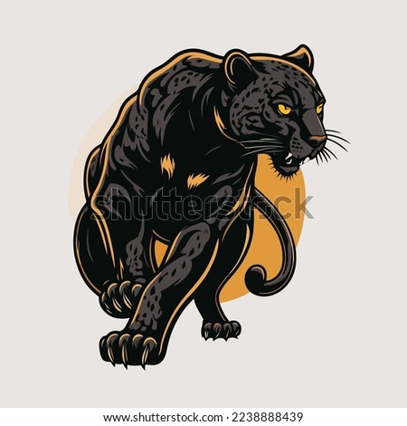 Black Panther logo mascot icon wild animal character illustration in vector flat color style illustration