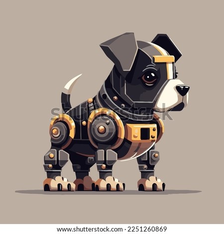 cute dog robot machine character logo mascot flat vector design template