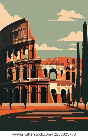 Colosseum in Rome, Italy. Vector illustration in flat style. wall art print poster