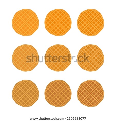 A vector drawn waffle illustration with various colors and amount of details