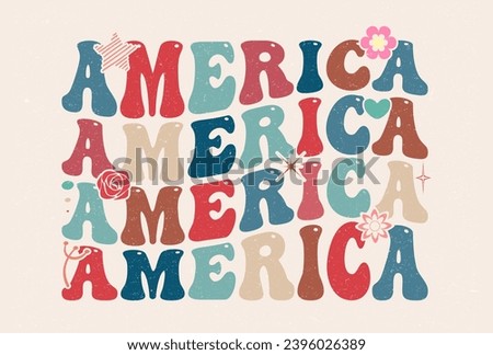 Groovy America, Floral USA Sublimation, Distressed USA T-Shirt Design