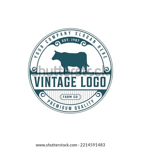 Cattle, livestock, farm classic logo design and vintage logo