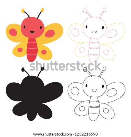 butterfly worksheet vector design for kid