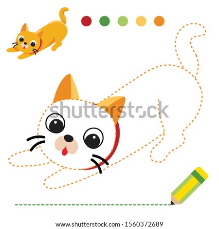 cat worksheet vector design, dash game for kid.