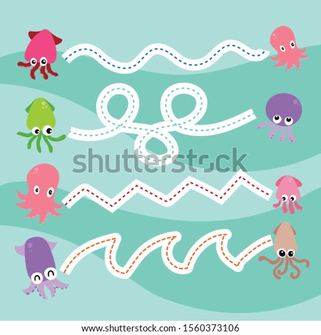 ocean worksheet vector design, dash game for kid.