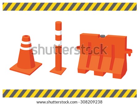 vector traffic cone and barrier