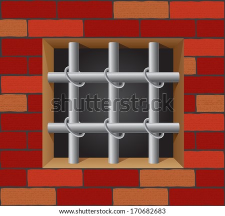 prison bars on brick wall illustration