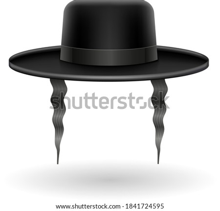 national jewish black hat with sidelocks vector illustration isolated on white background Сток-фото © 