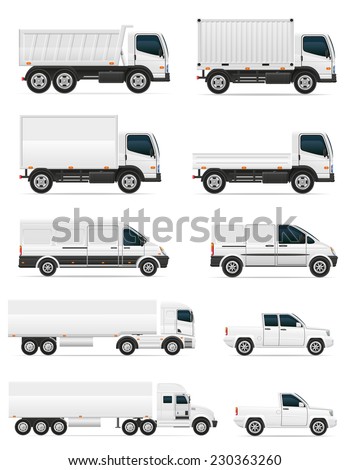 set of icons cars and truck for transportation cargo vector illustration isolated on white background
