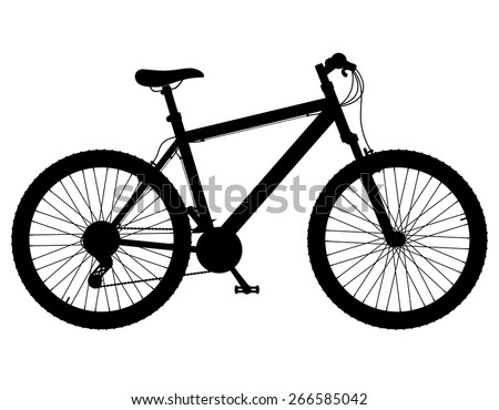 mountain bike with gear shifting black silhouette vector illustration isolated on white background