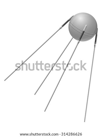 earth satellite sputnik vector illustration isolated on white background