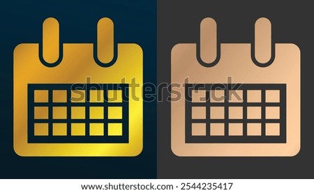 Cool calendar vector image with dark gold and light gold color variants