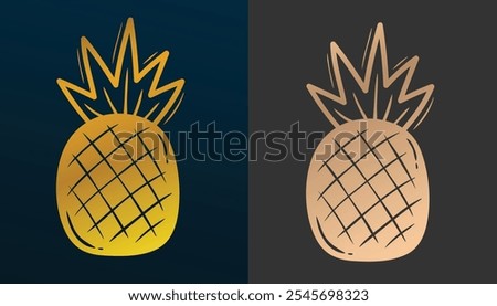 vector image of a pineapple with a beautiful and cool gold color texture