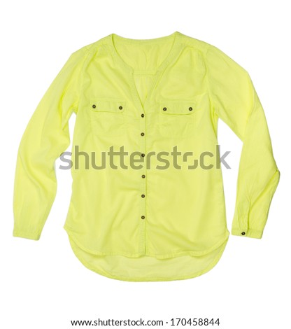 bright lime green shirt isolated on white background