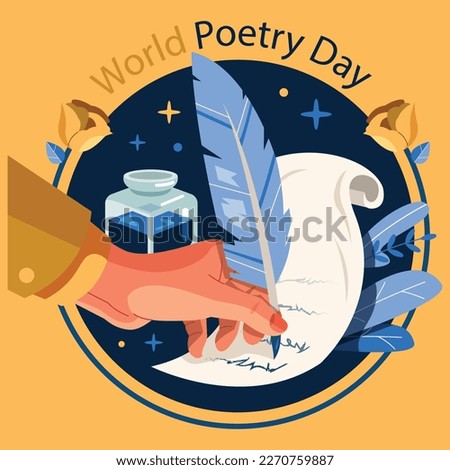 Poetry day book hand writing element symbol illustration. Poetry vector