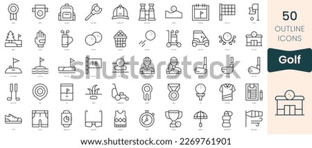 Set of golf icons. Thin linear style icons Pack. Vector Illustration