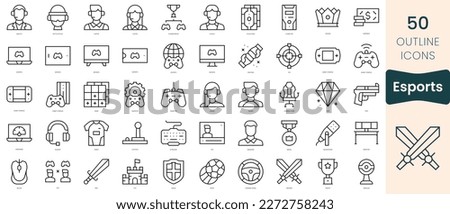 Set of esports icons. Thin linear style icons Pack. Vector Illustration