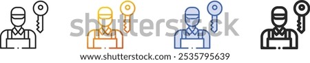 locksmith icon.Thin Linear, Gradient, Blue Stroke and bold Style Design Isolated On White Background