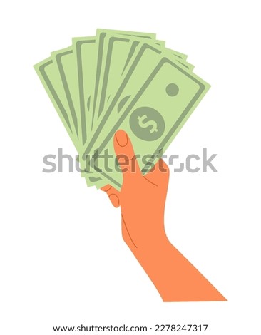 Hand holding paper money vector business icon.