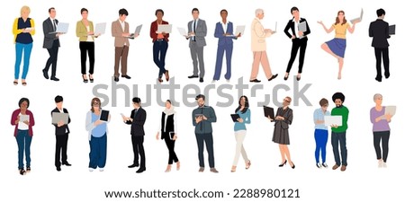Business people with laptop, digital tablet vector