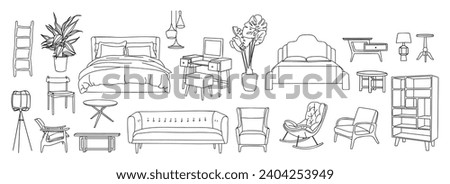 Set of elegant modern bedroom furniture vector.
