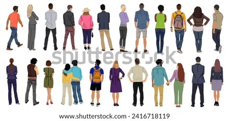 Bundle of diverse People Standing Rear View.