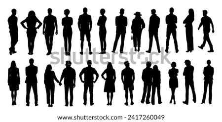 Silhouettes of different People Rear View vector. 