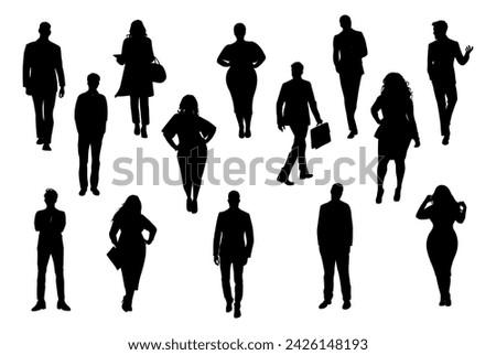 Set of different People Standing and walking. 