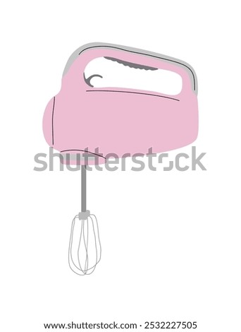 Mixer, electric whisk mixing, blending, whipping cream. Kitchen appliance, Kitchenware for confectionery. Flat vector illustration isolated on white background