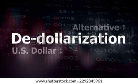 De-dollarization, trading screen background, market graph of line and candlestick. The concept of weakening the U.S. Dollar and strengthening alternative currency, financial instrument. 