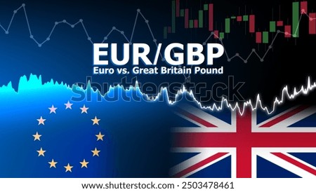 EURGBP Currency pair in the forex market. Foreign exchange illustration. Price fluctuation concept. EUR : Acronym for Euro Currency. GBP : Acronym for Great Britain Pound.