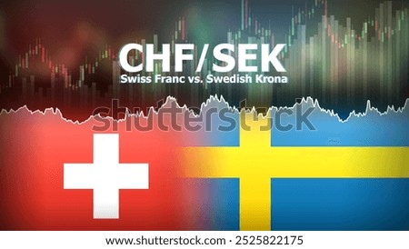 CHFSEK currency pair in the forex market. Foreign exchange illustration. Price fluctuation concept. CHF : Acronym for Swiss Franc. SEK : Acronym for Swedish Krona.