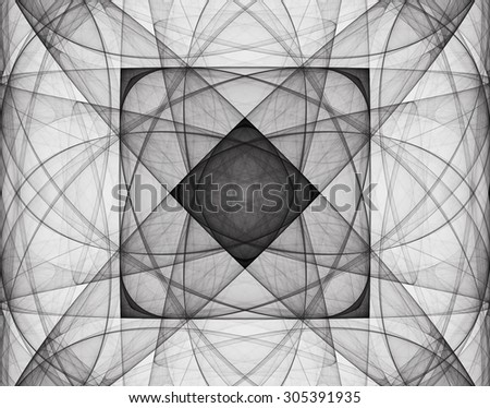 Fractal square. Sine wave fractal. Black and white fractal. Abstract texture. Fractal art background for creative design. Decoration for wallpaper desktop, poster, cover booklet.