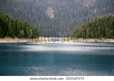 Black Lake, Durmitor National Park. Montenegro. Beautiful dark blue lake