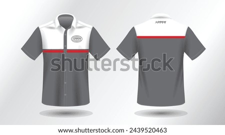 modern short sleeve shirt design for work . front and back view, Vector File