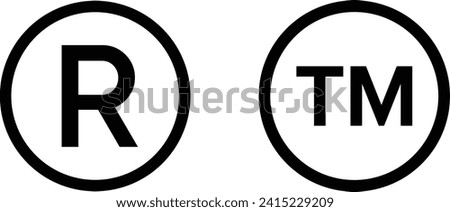 Trademark copyright symbol logo. Trade mark sign circle intellectual legal property register icon