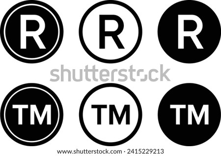 Trademark copyright symbol logo. Trade mark sign circle intellectual legal property register icon