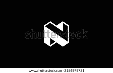 Minimal elegant monogram art logo. Outstanding professional trendy awesome artistic N initial based Alphabet icon logo. Premium Business logo White color on black background Stock fotó © 