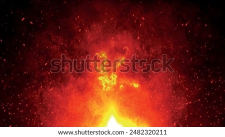 Abstract fire texture motion background. Yellow red and orange fire flames glowing with fiery combustion isolated on a black background. Abstract 3d vector illustration