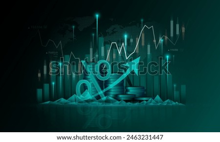 Stock market or Forex trading graph technology and bar charts Trends in economics, finance and design