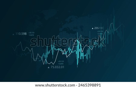 Stock growth graph background, financial technology, exchange market and economic data, investment, analysis