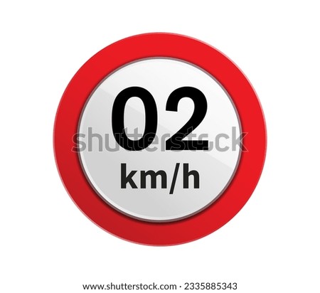 2 kmh Speed Limit sign label vector art illustration with stylish looking font and Red and Black color with white background. Red and white round sign.