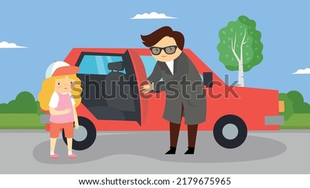 a stranger lures a child into the car Foto d'archivio © 