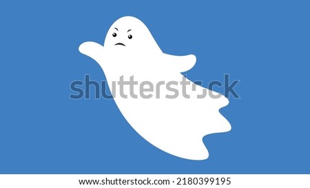 evil white ghost on a blue background