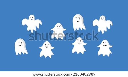 many little ghosts on a blue background