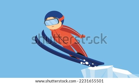 Ski jumping, winter sports, athlete in flight skiing